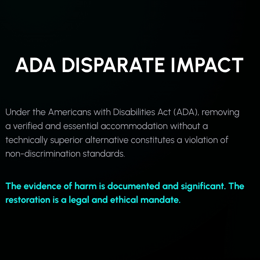 ADA Disparate Impact - The evidence of harm is documented and significant